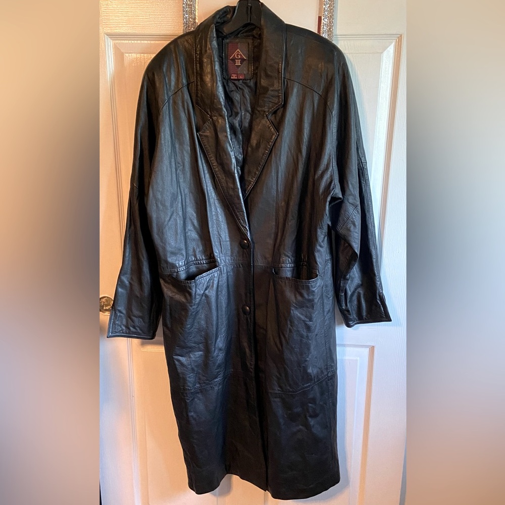 Vintage Women’s Genuine Leather Trench Coat Sz L